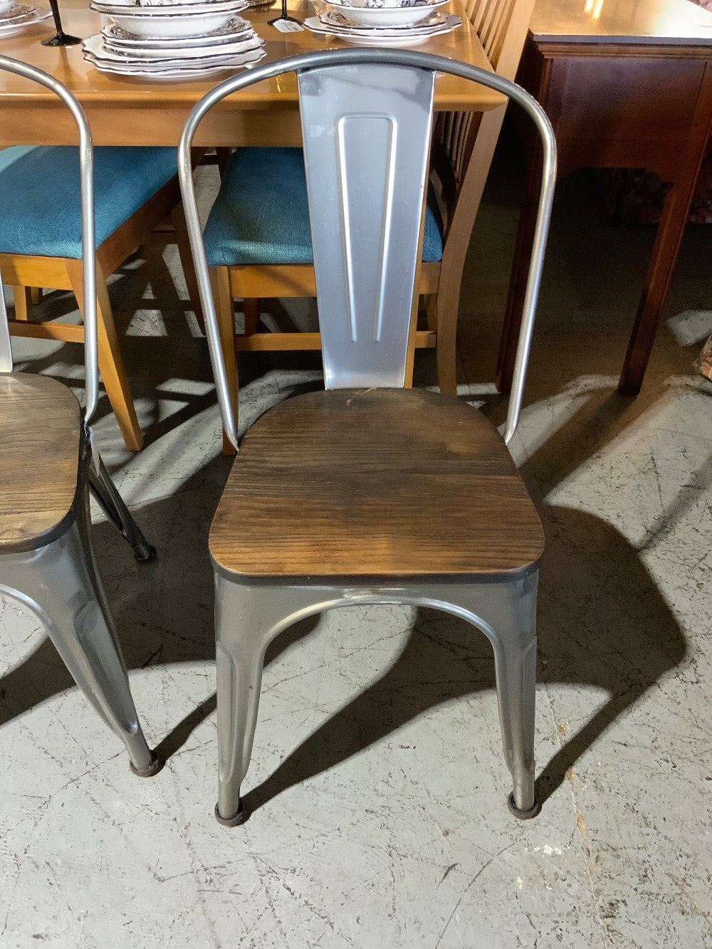 Metal Chair w/ Wood Seat