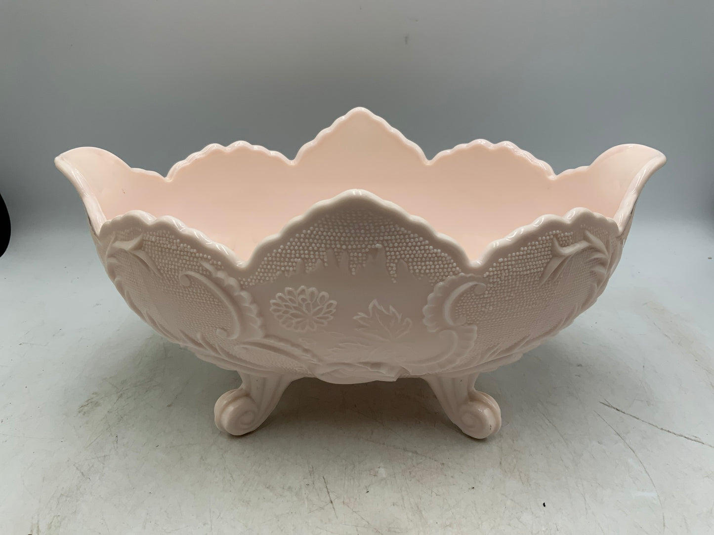 Pink Milk Glass Footed Bowl