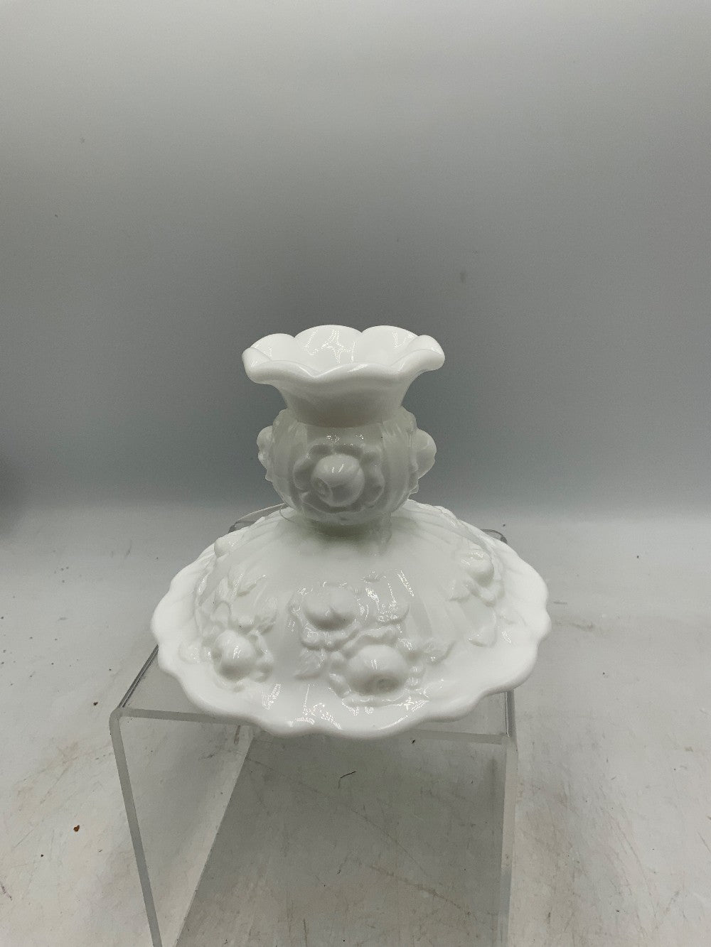 Fenton Cabbage Milk Glass Candle Holder