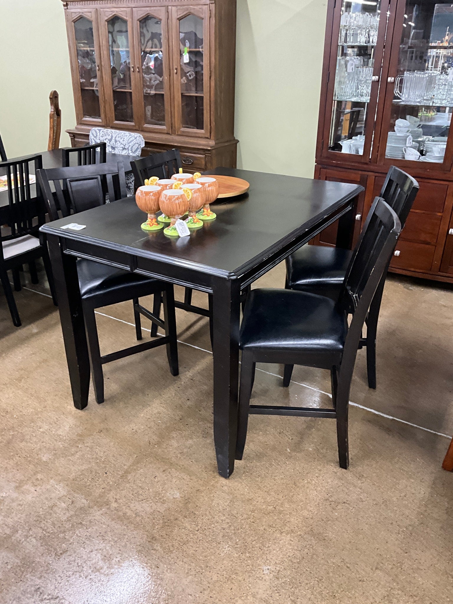 Ashley Black Dining Table w/ 4 Chairs & Built in Leaf
