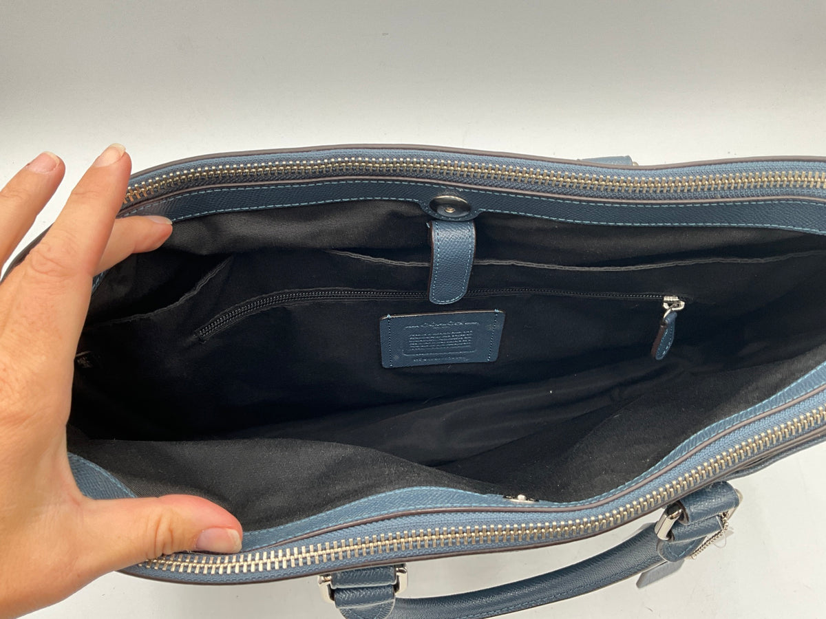 NEW Blue Coach Leather Briefcase / Laptop