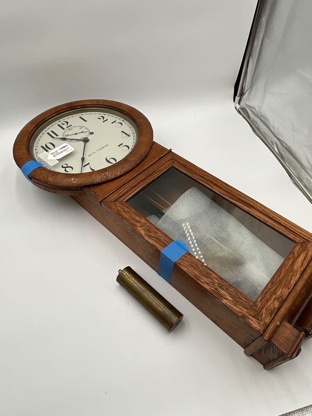 Seth Thomas Regulator Clock Oak Case Weight Driven