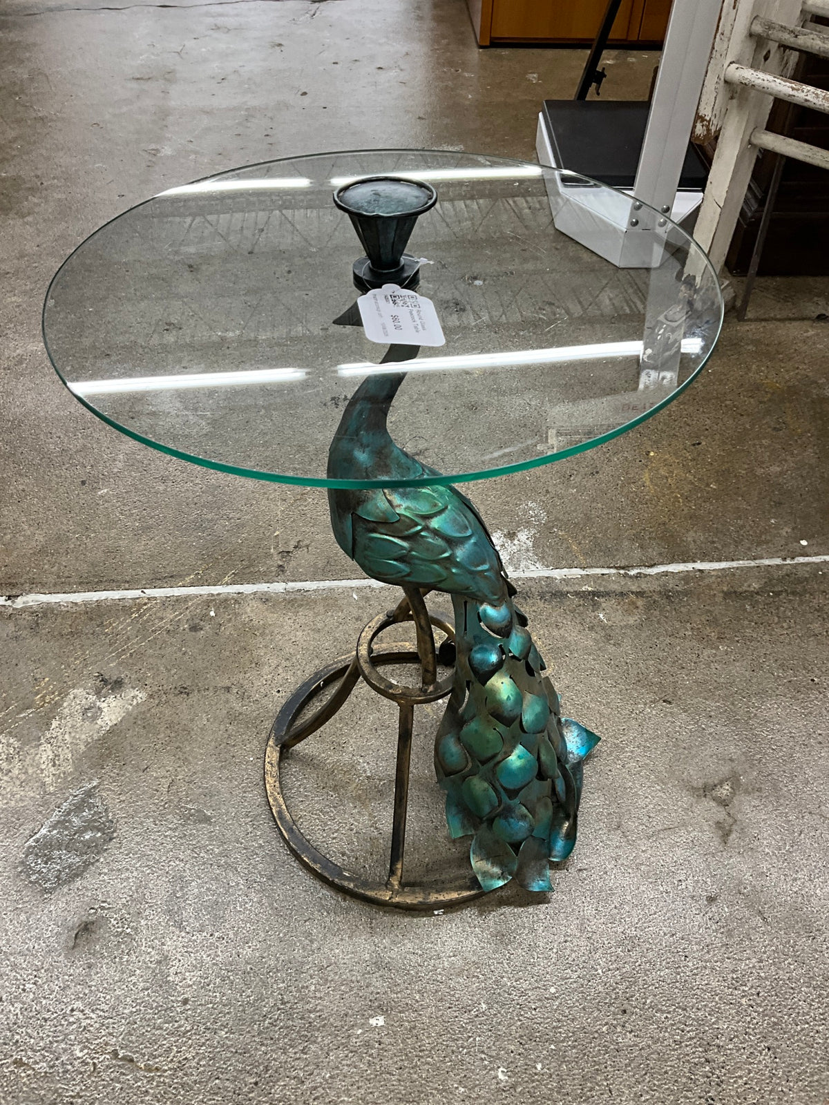 Round Glass Peacock Table
