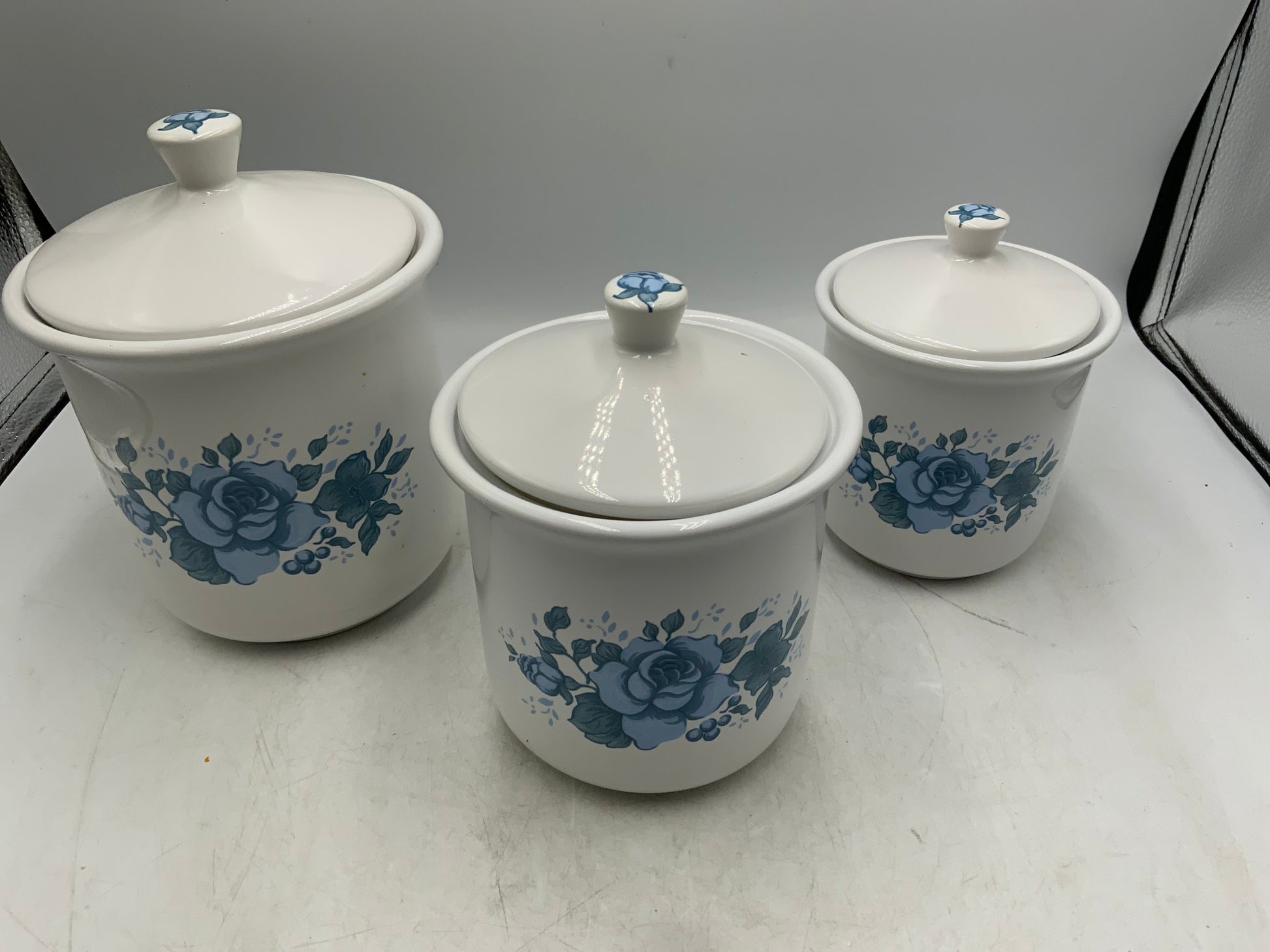 Blue Flower Jay Company Canisters Set of 3