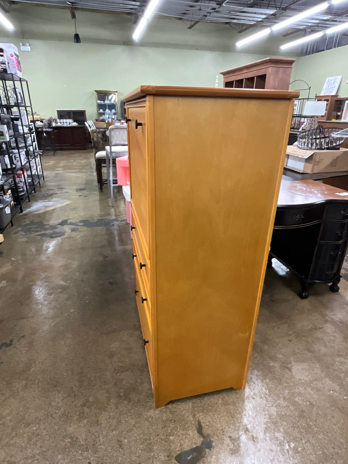 Drop Front Honey Wood Desk