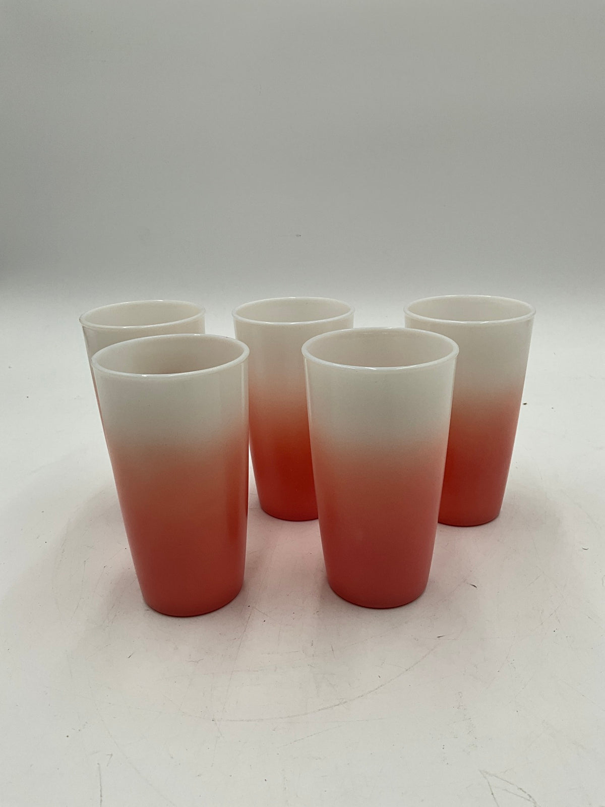 Pink & White Hazel Atlas Glasses 5pc Set