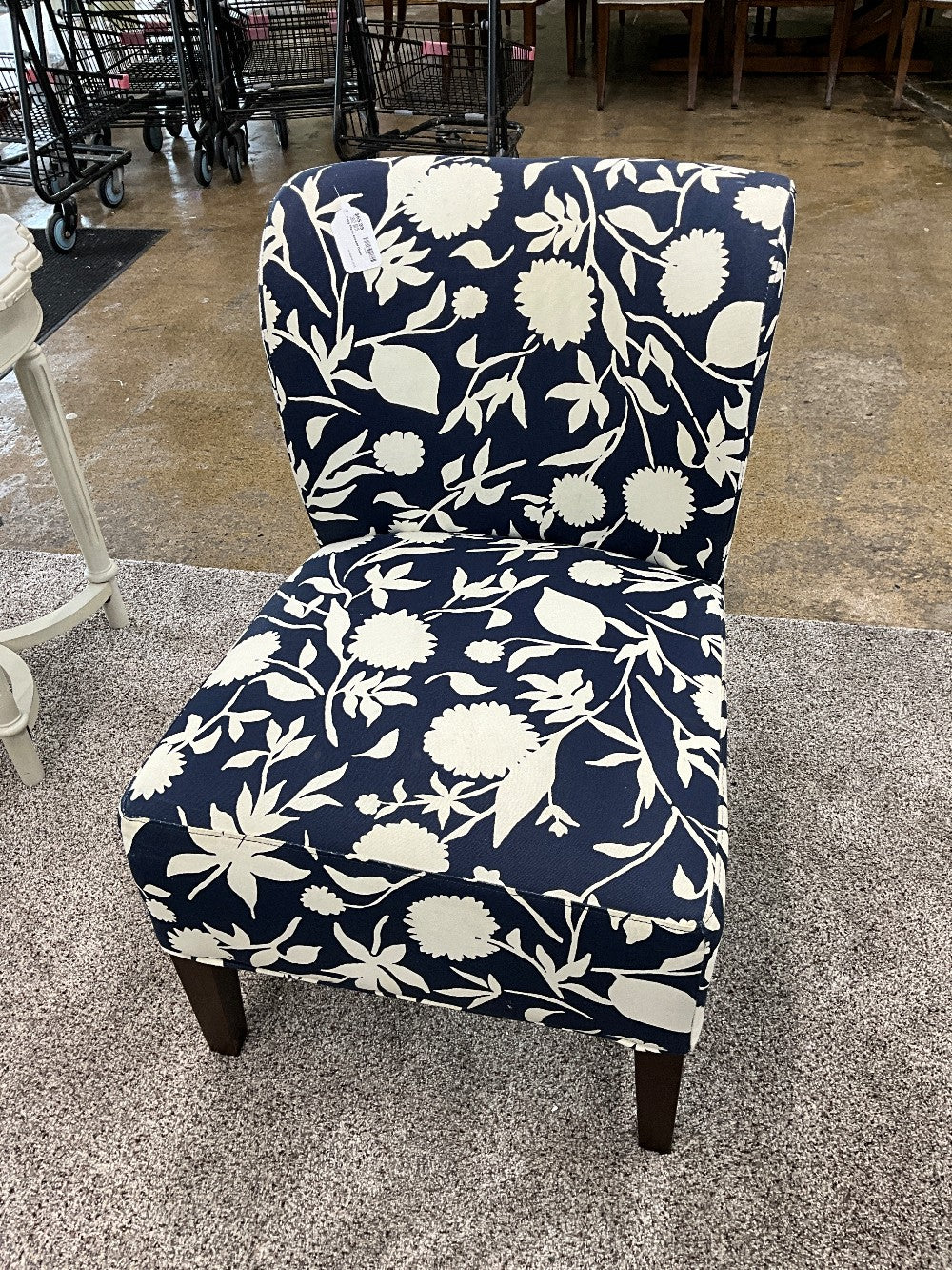 Navy Floral Accent Chair