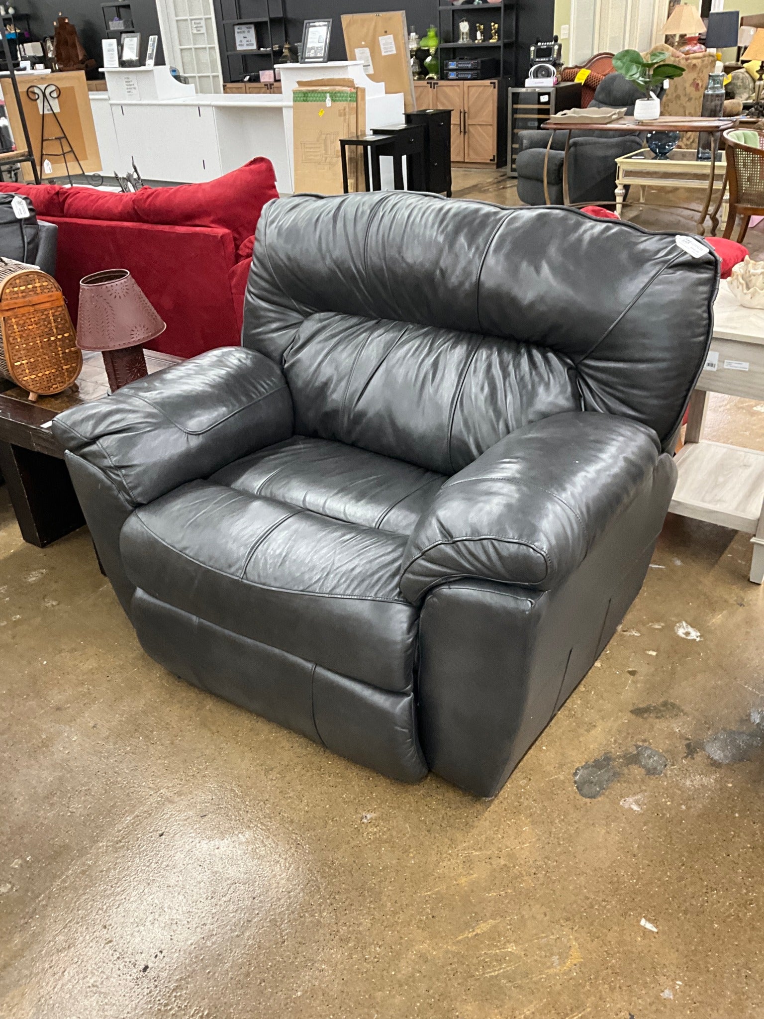 Oversized Grey Electric Recliner
