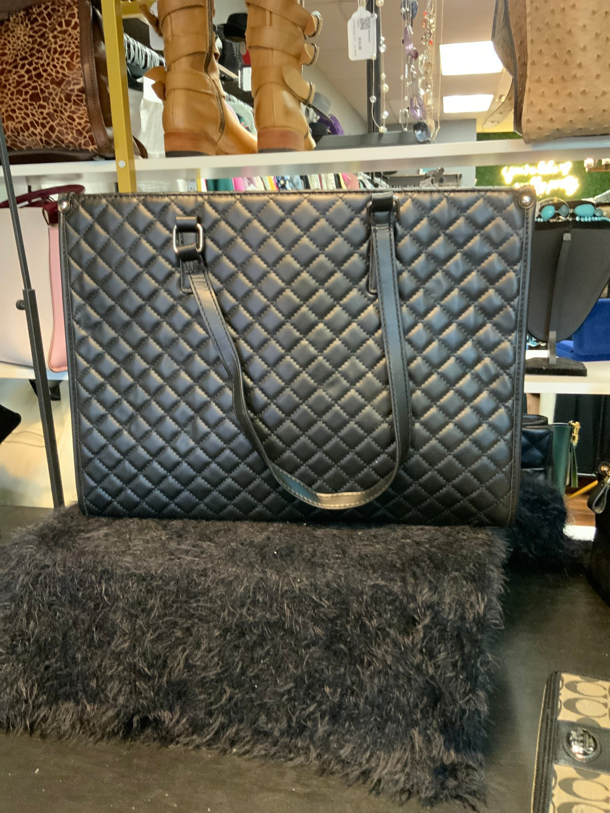 Black Quilted Bag with wallet 