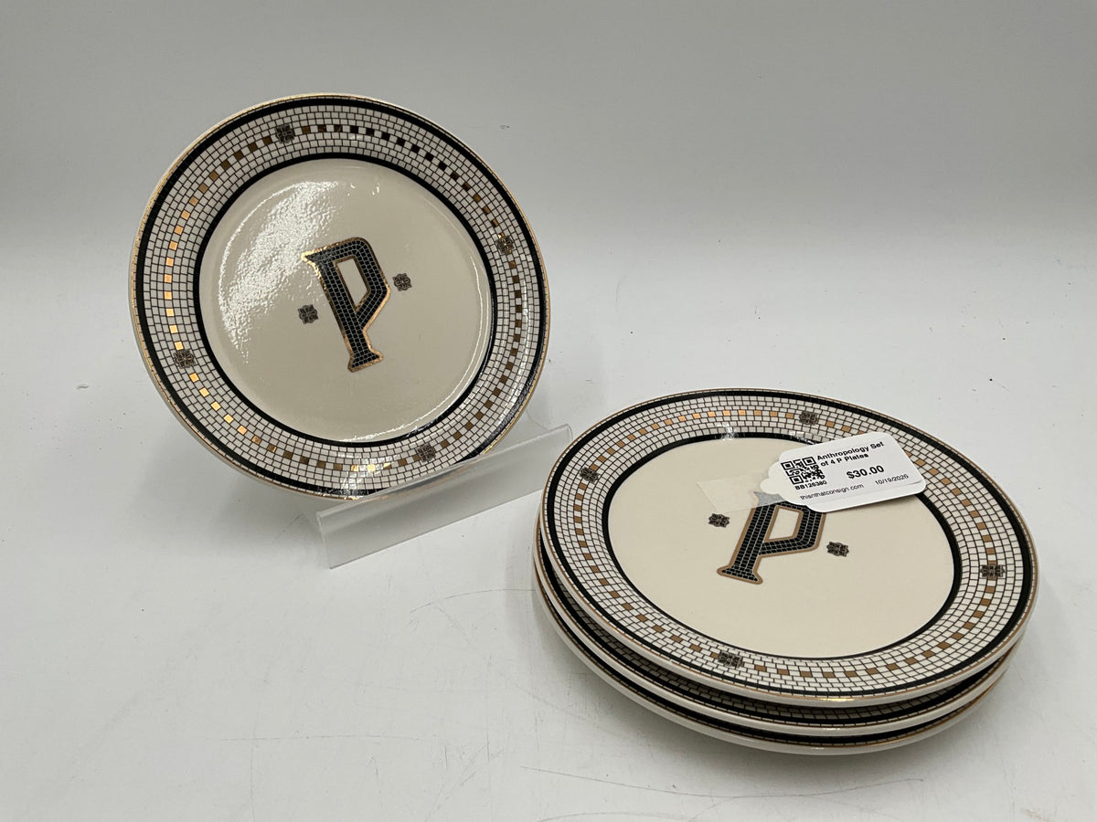 Anthropology Set of 4 P Plates