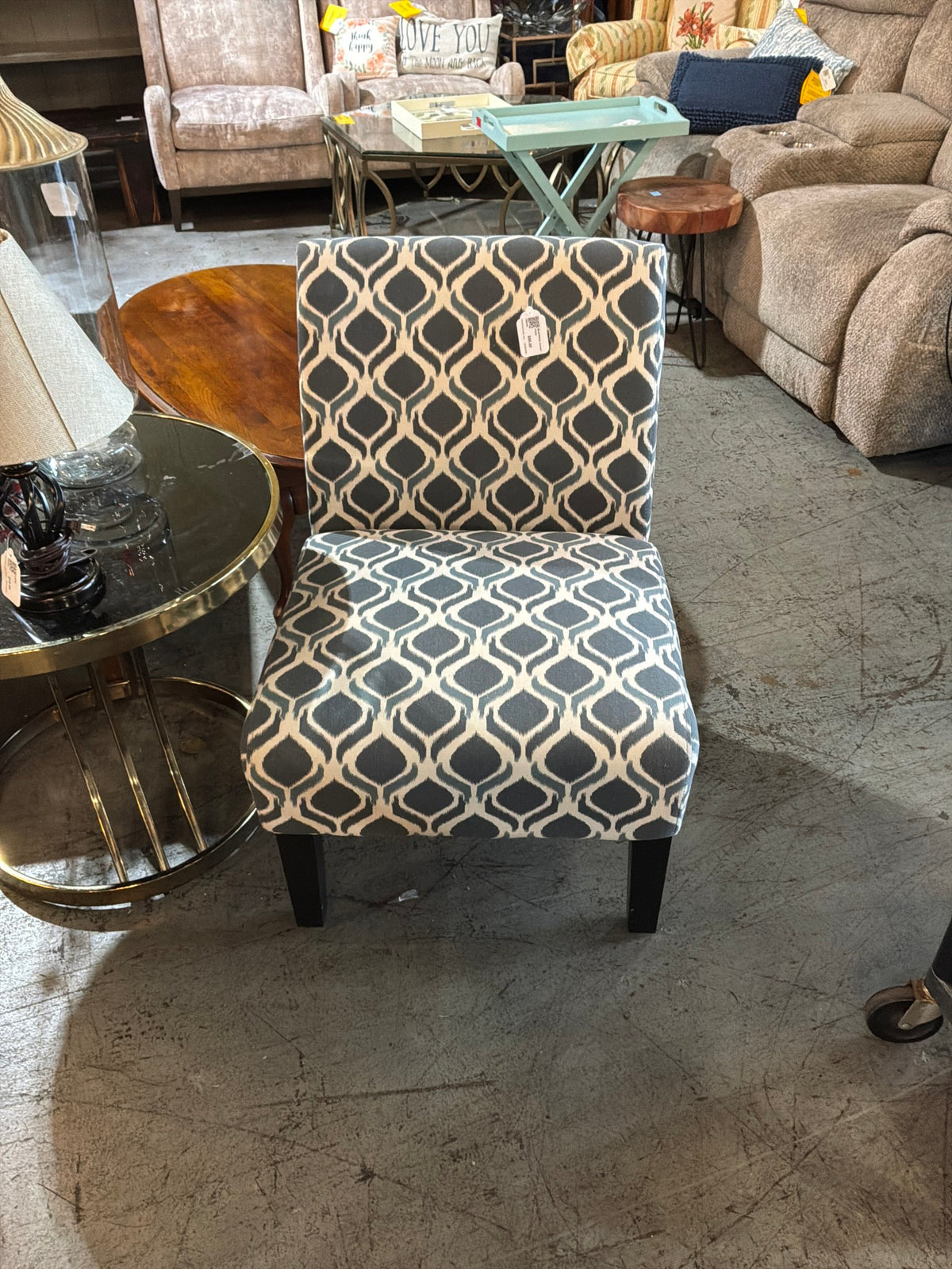 Blue/White Accent Chair