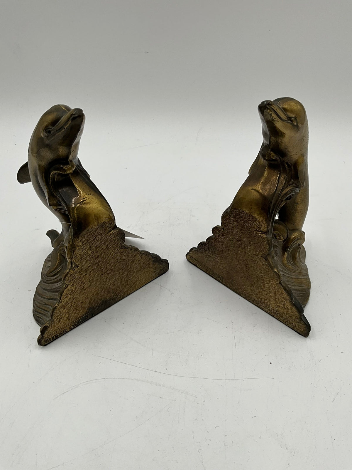 Brass Dolphin Bookends