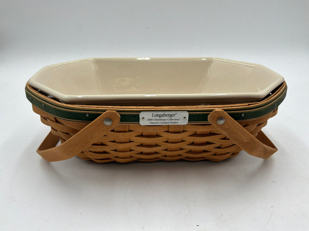 Longaberger Natures Garland Basket w/ White Dish
