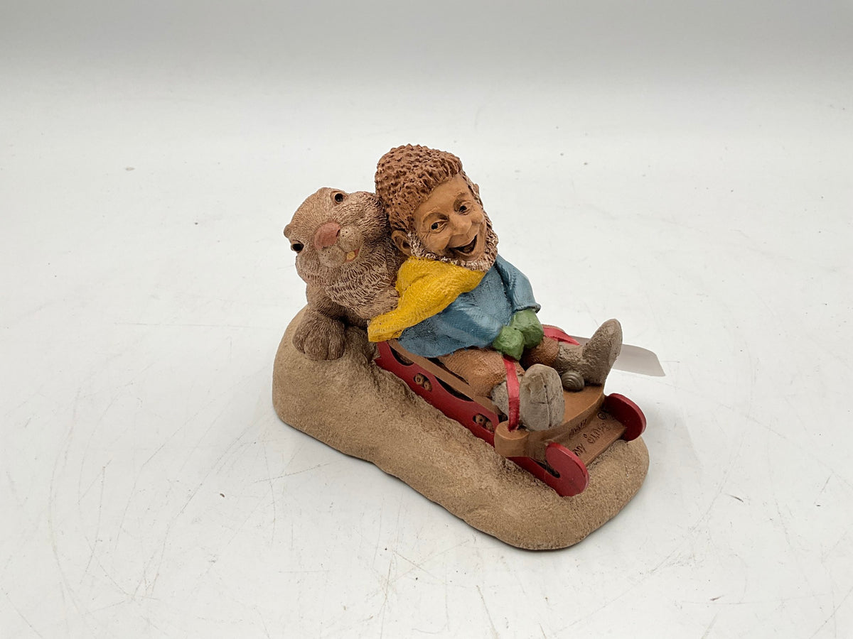 Tom Clark & Tim Wolf Gnome On Sled