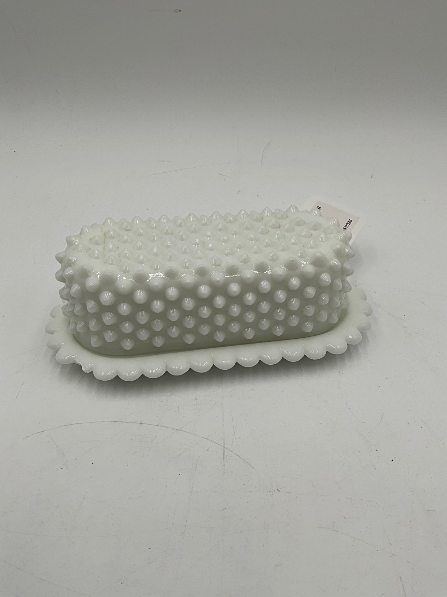 Milkglass Hobnail Butter Dish