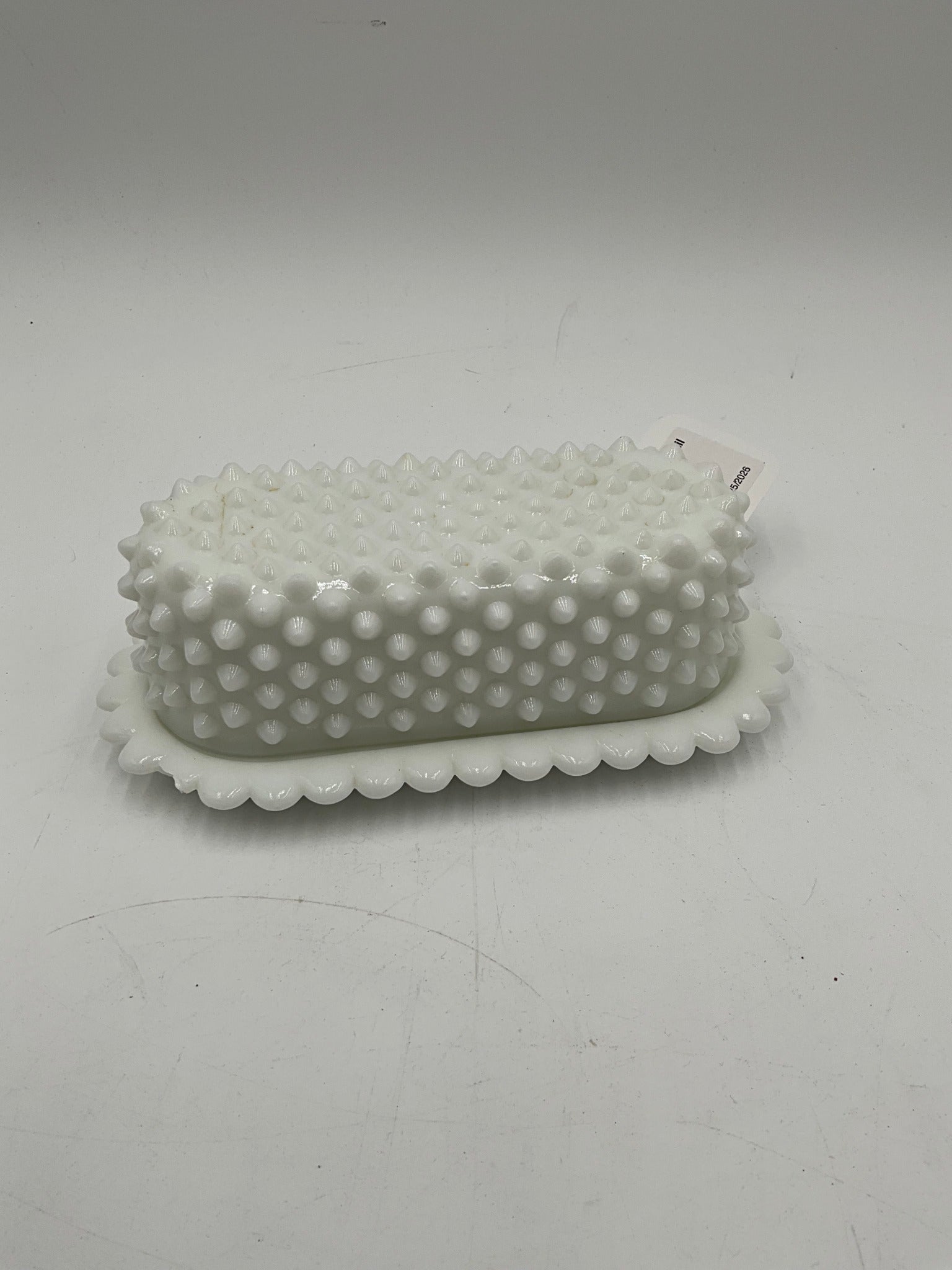 Milkglass Hobnail Butter Dish