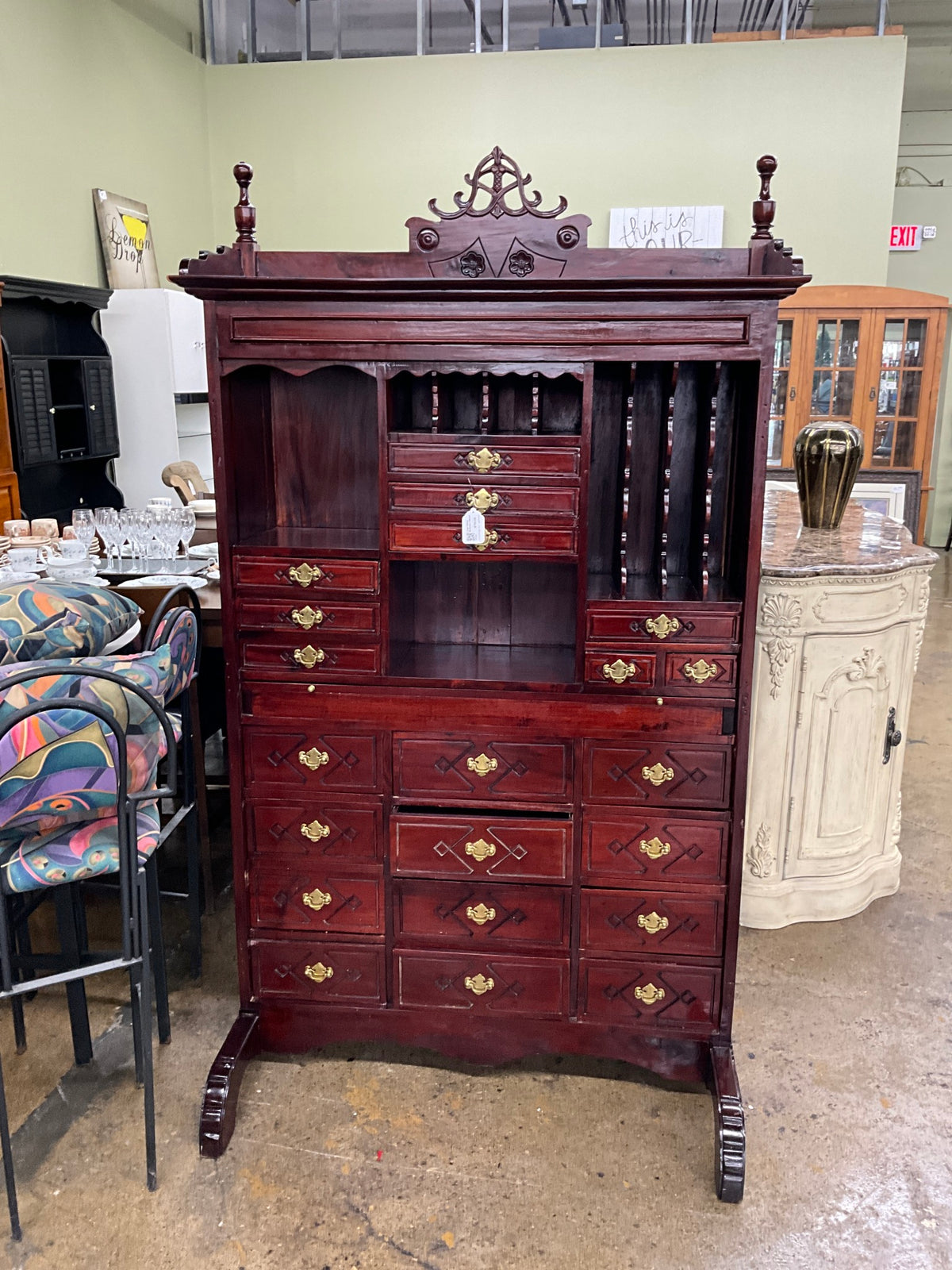 Large Cherry Bookcase Cabinet