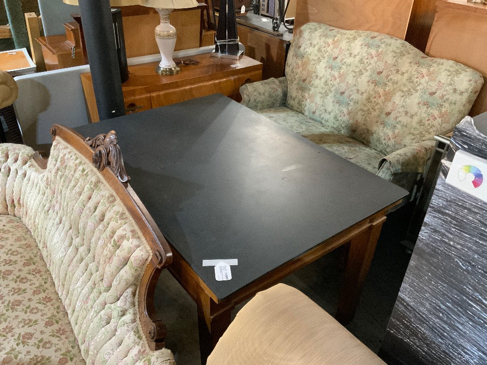 Antique Library Table w/ Slate Top and Wood