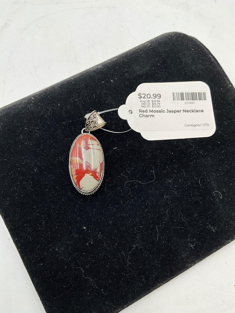 Red Mosaic Jasper Necklace Charm