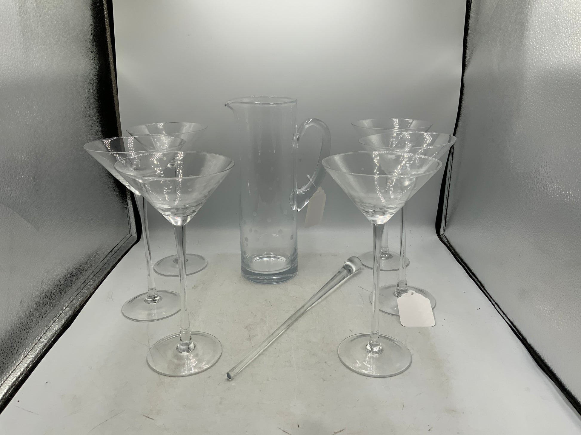 Pitcher with 6 Martini Glasses & Stir Stick