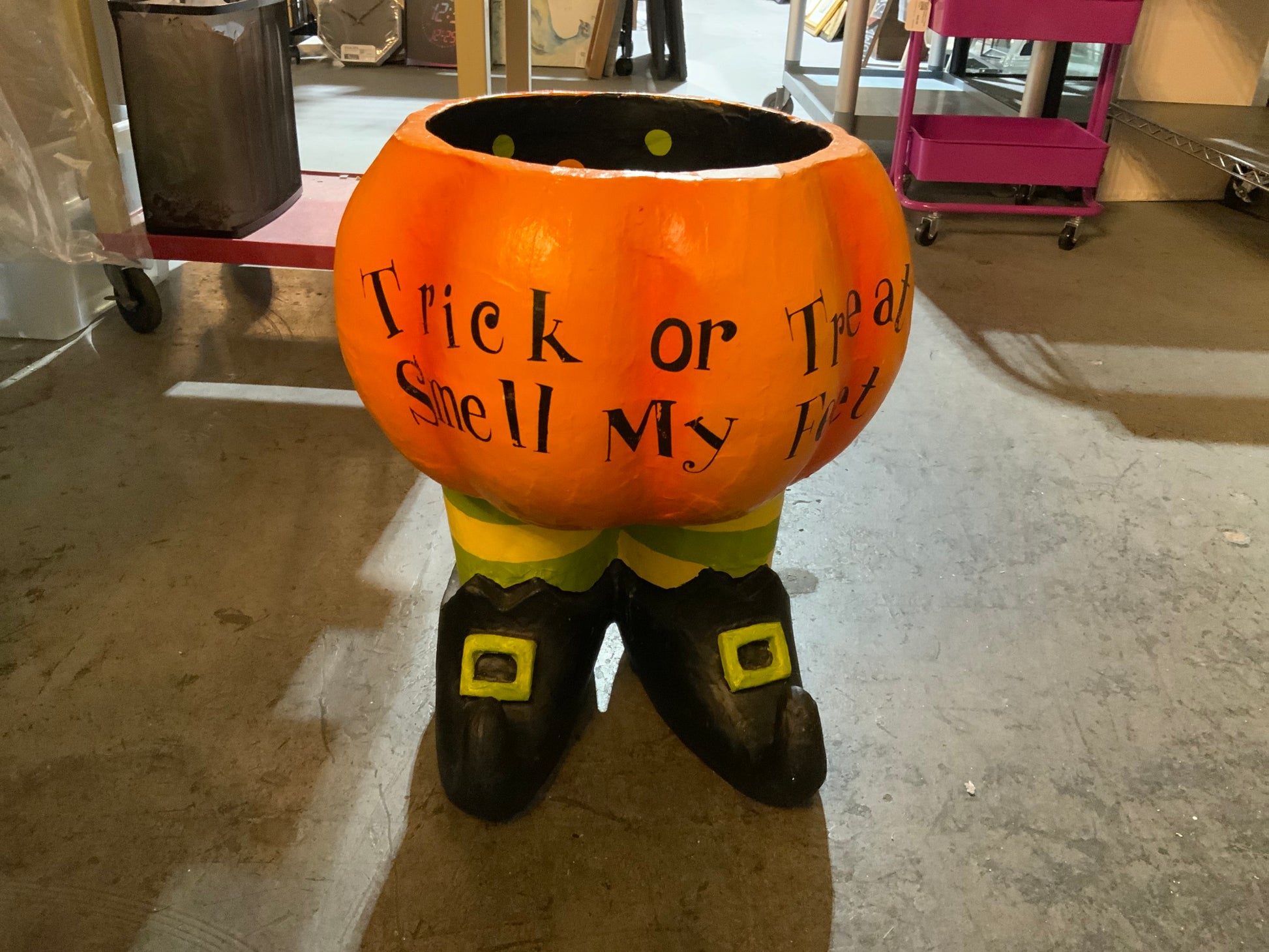 Lg Trick or Treat Paper Mache Candy Holder