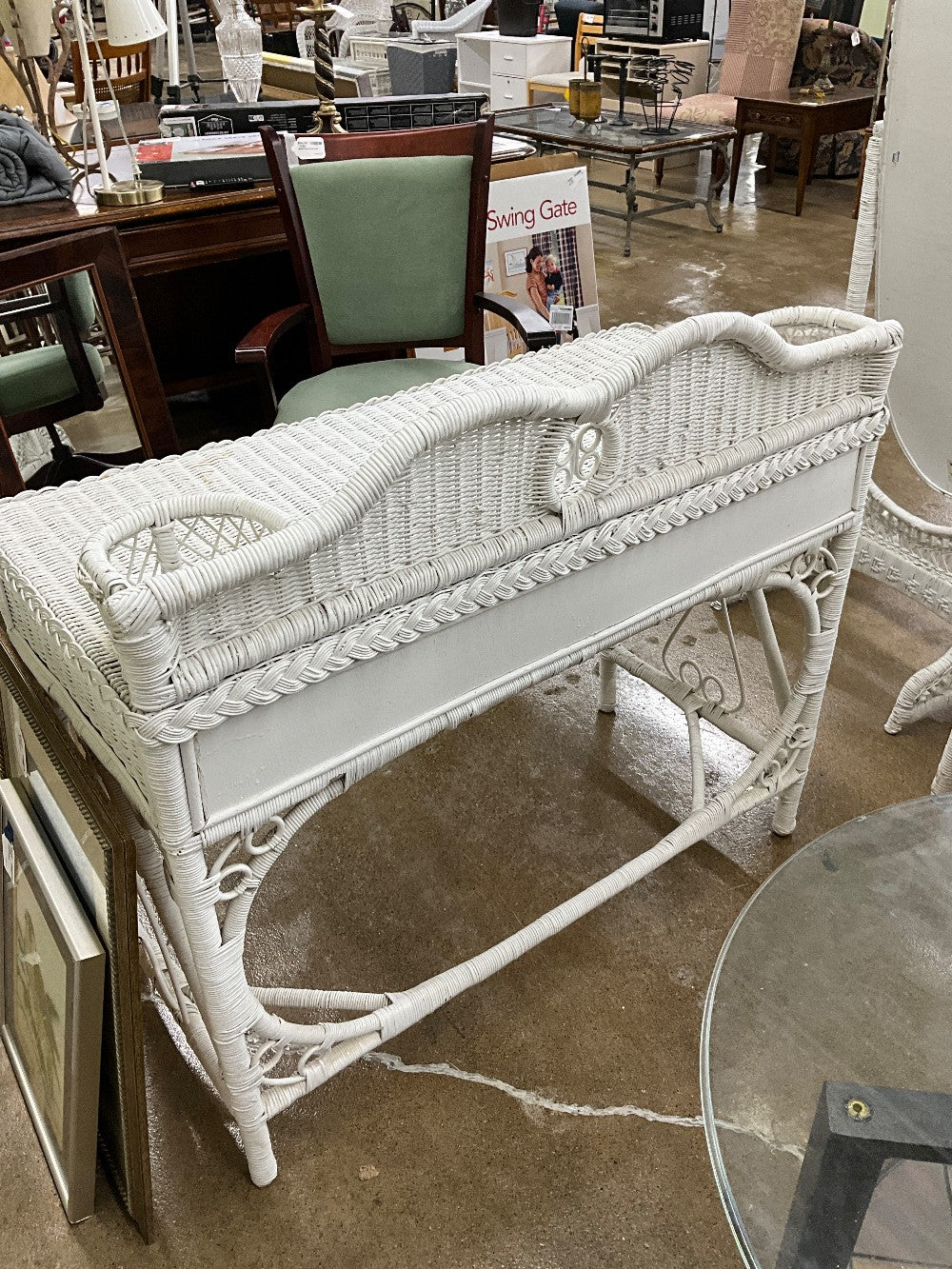 White Wicker Desk