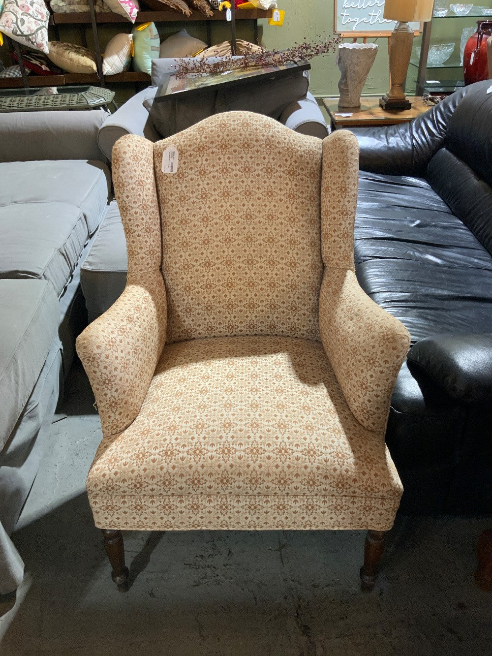 Tan/White Accent Chair