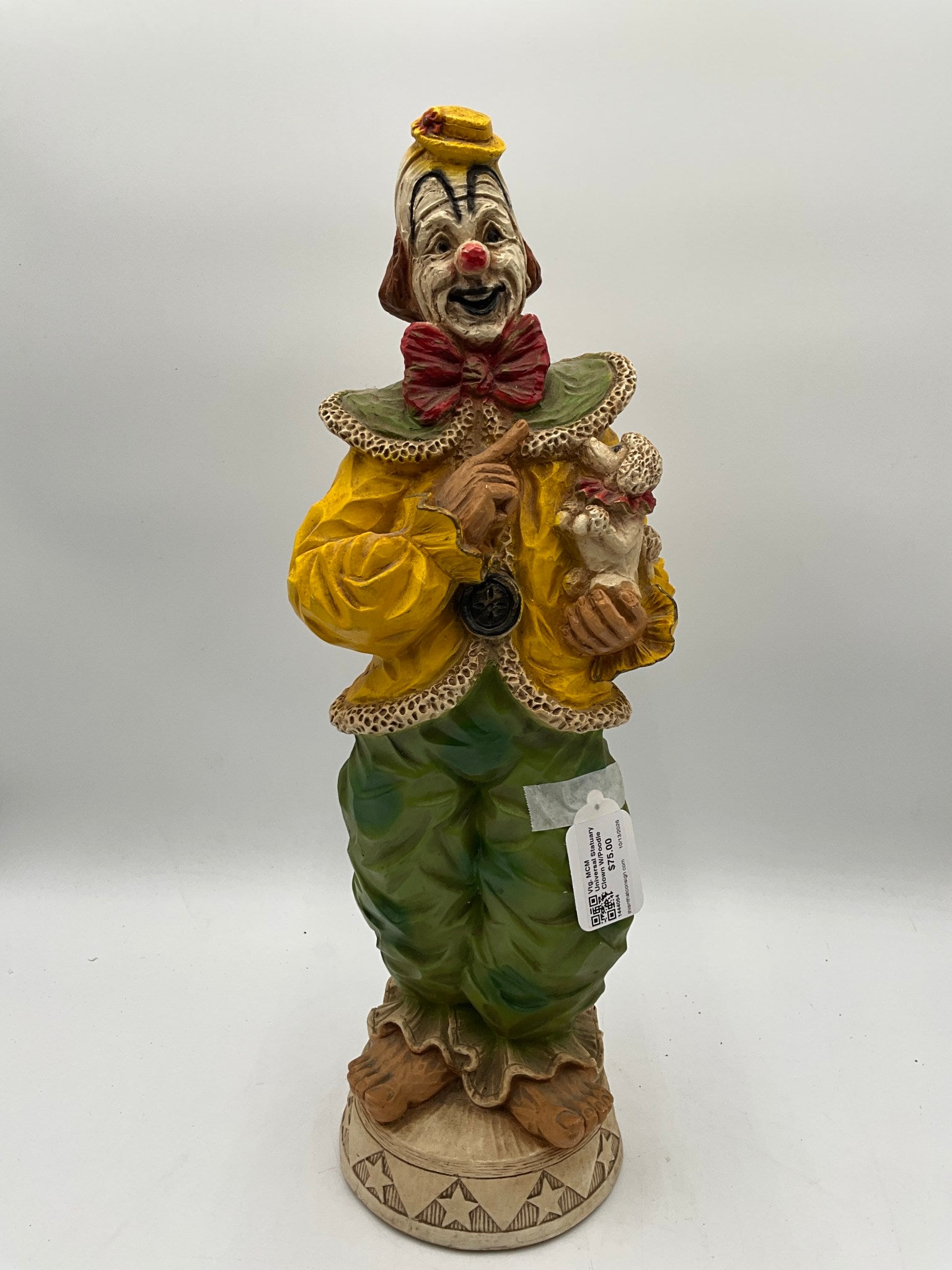 Vtg. MCM Universal Statuary Clown W/Poodle
