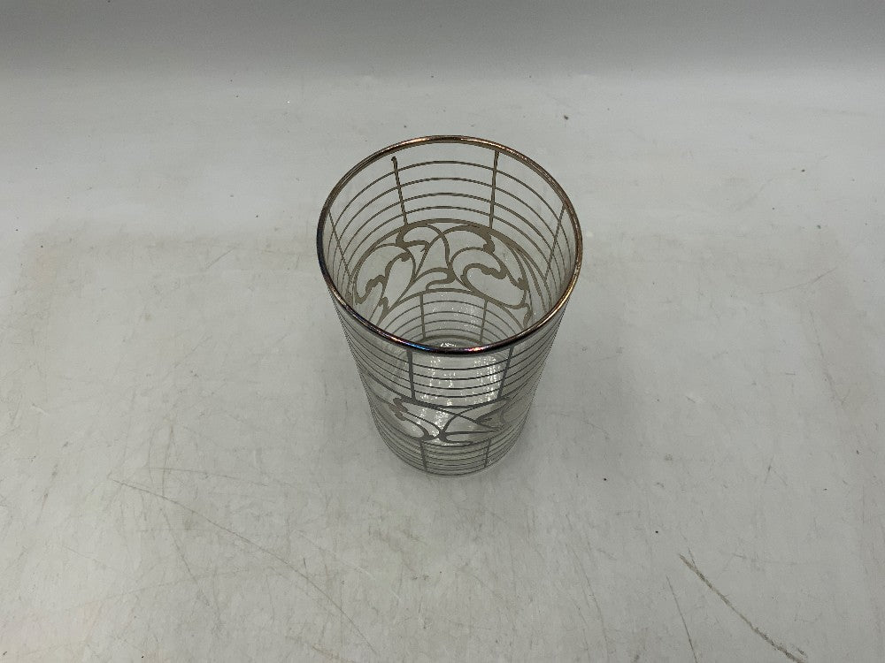 Silver Overlay Pitcher w/ 3 Glasses