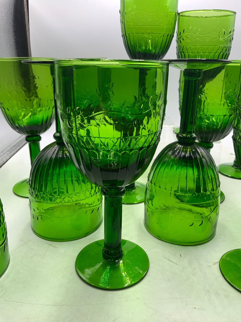 Set of 14 Pier 1 Green Glasses