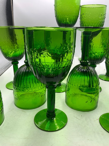 Set of 14 Pier 1 Green Glasses