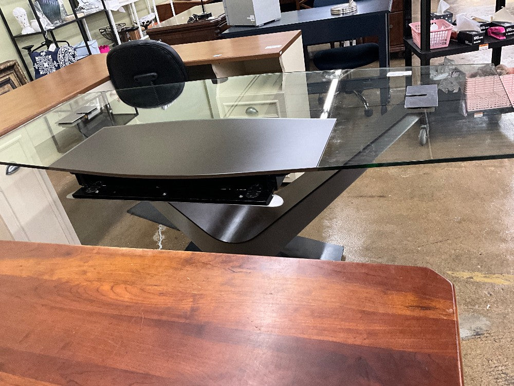 XL Contemporary Glass Top Desk