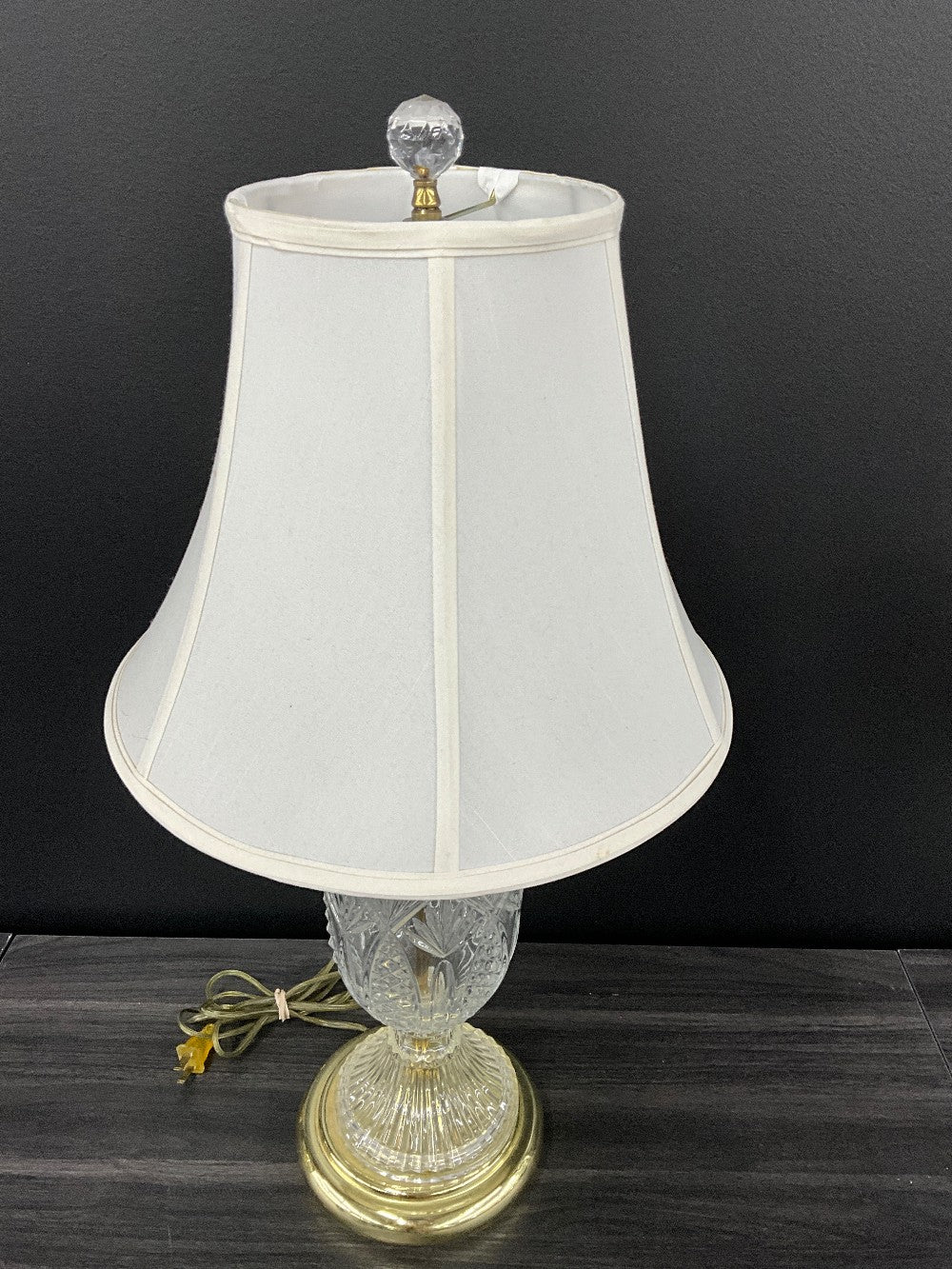 Vtg Cut Glass Lamp with Gold Trim