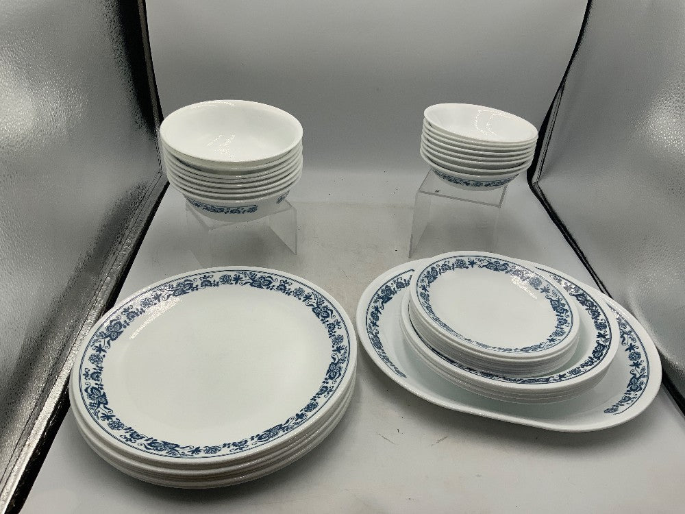 Corelle Old Town Blue Dish Place Setting for 8 (37 pc set)