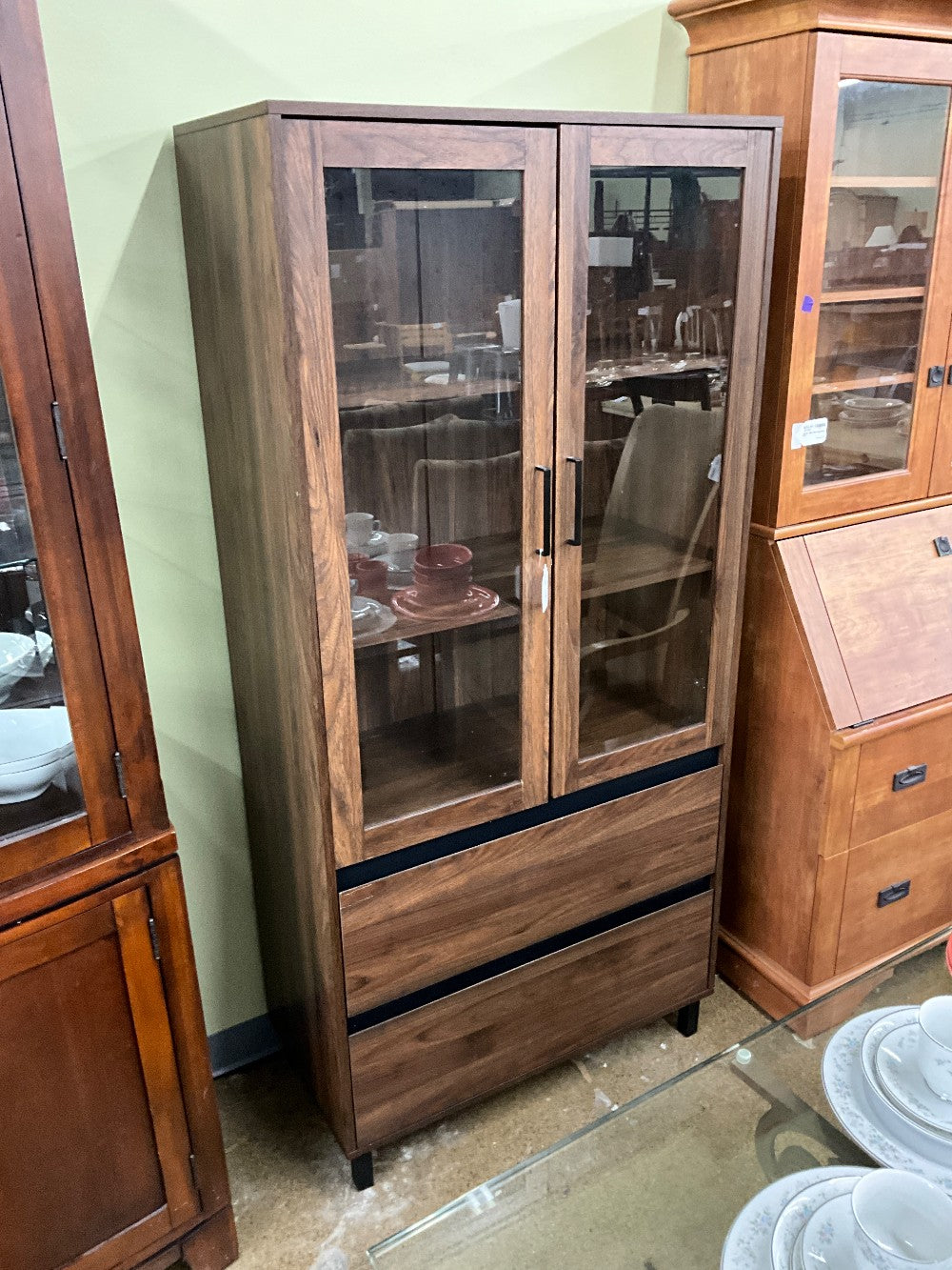 Wood 2-Door Cabinet w/ Drawers