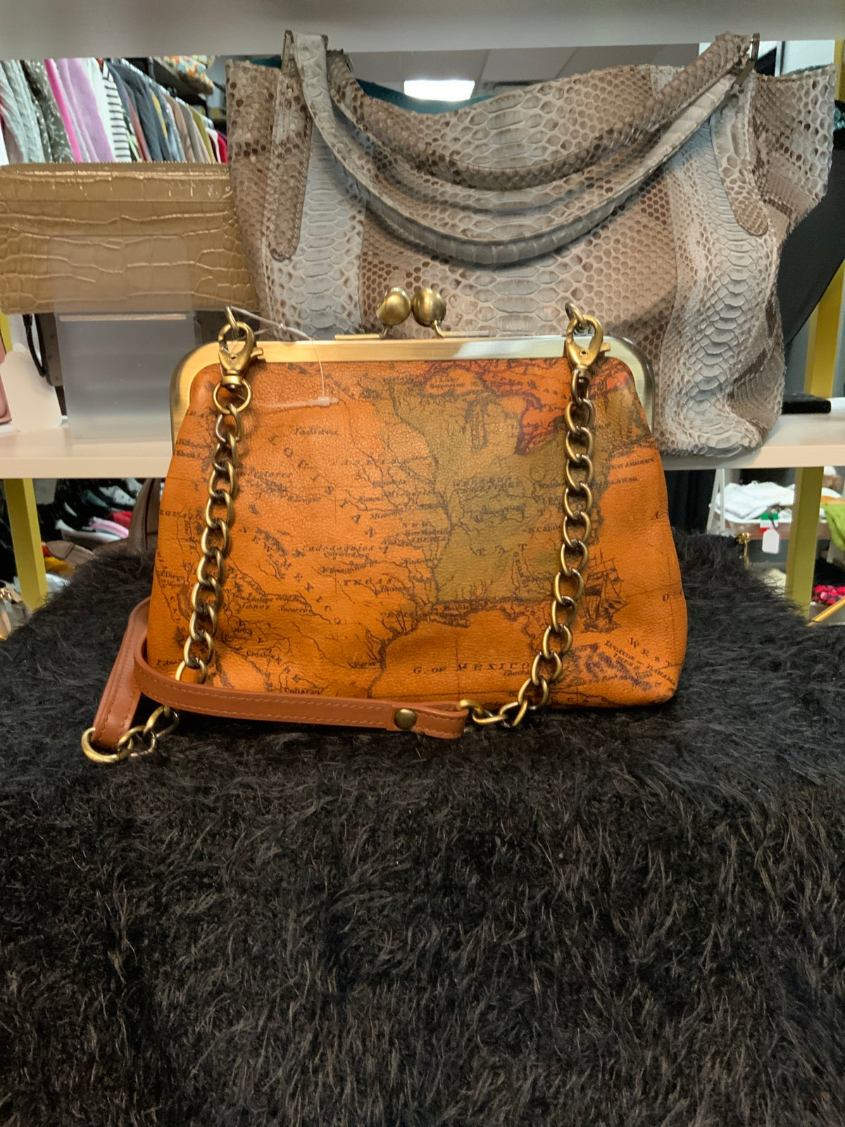 NWT Anna Map Clutch w/ Duster