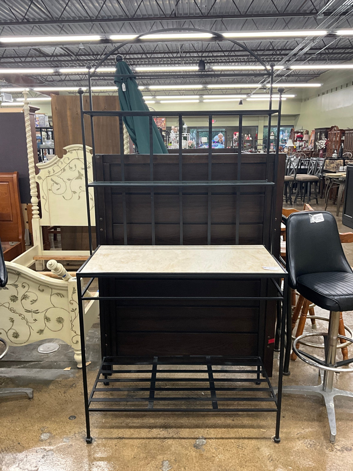 Metal Bakers Rack W/Marble Top