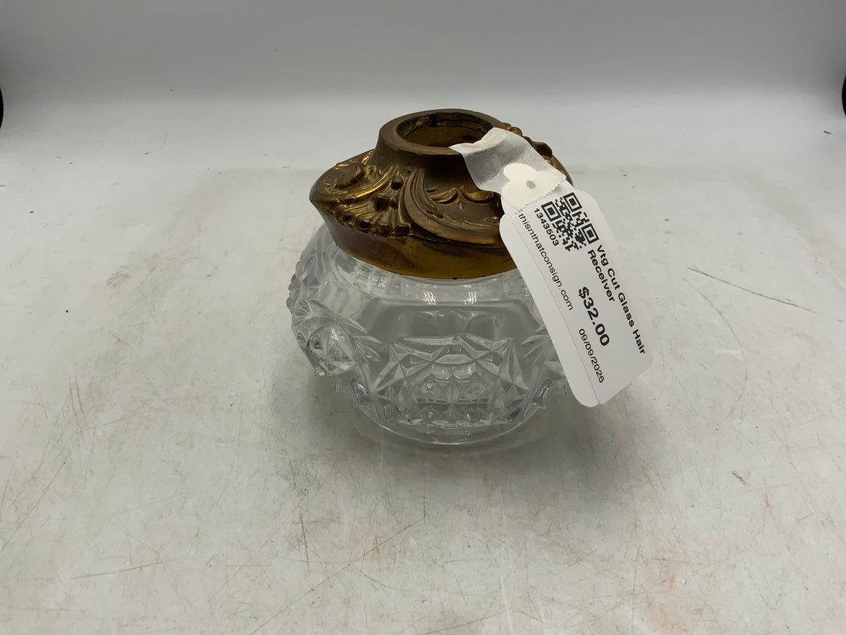 Vtg Cut Glass Hair Receiver
