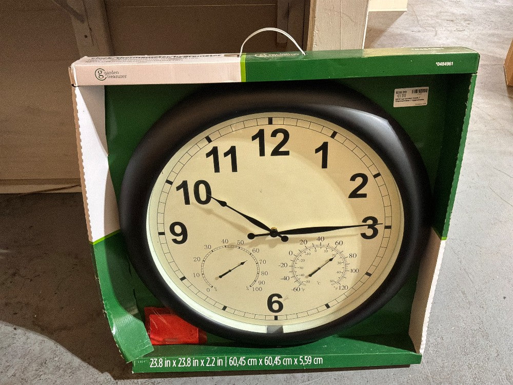 NEW Lg Garden Clock / Thermometer / Hygrometer