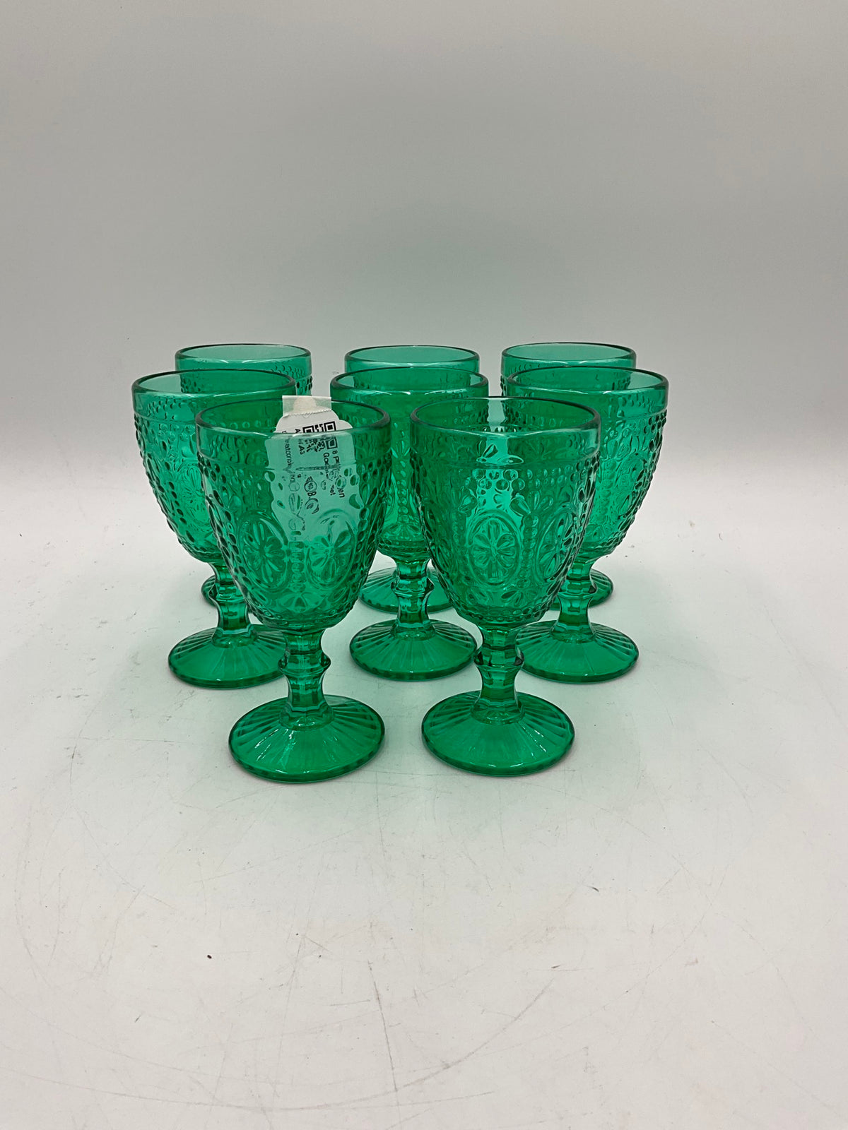 8 Pc. Green Goblet Set