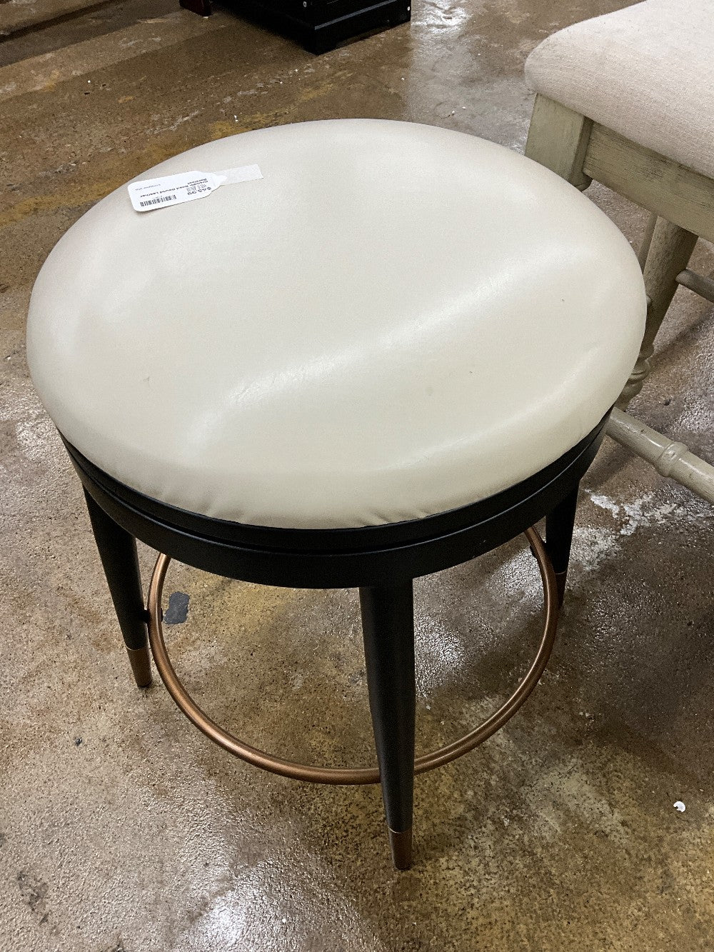 Grandin Road Round Leather Barstool