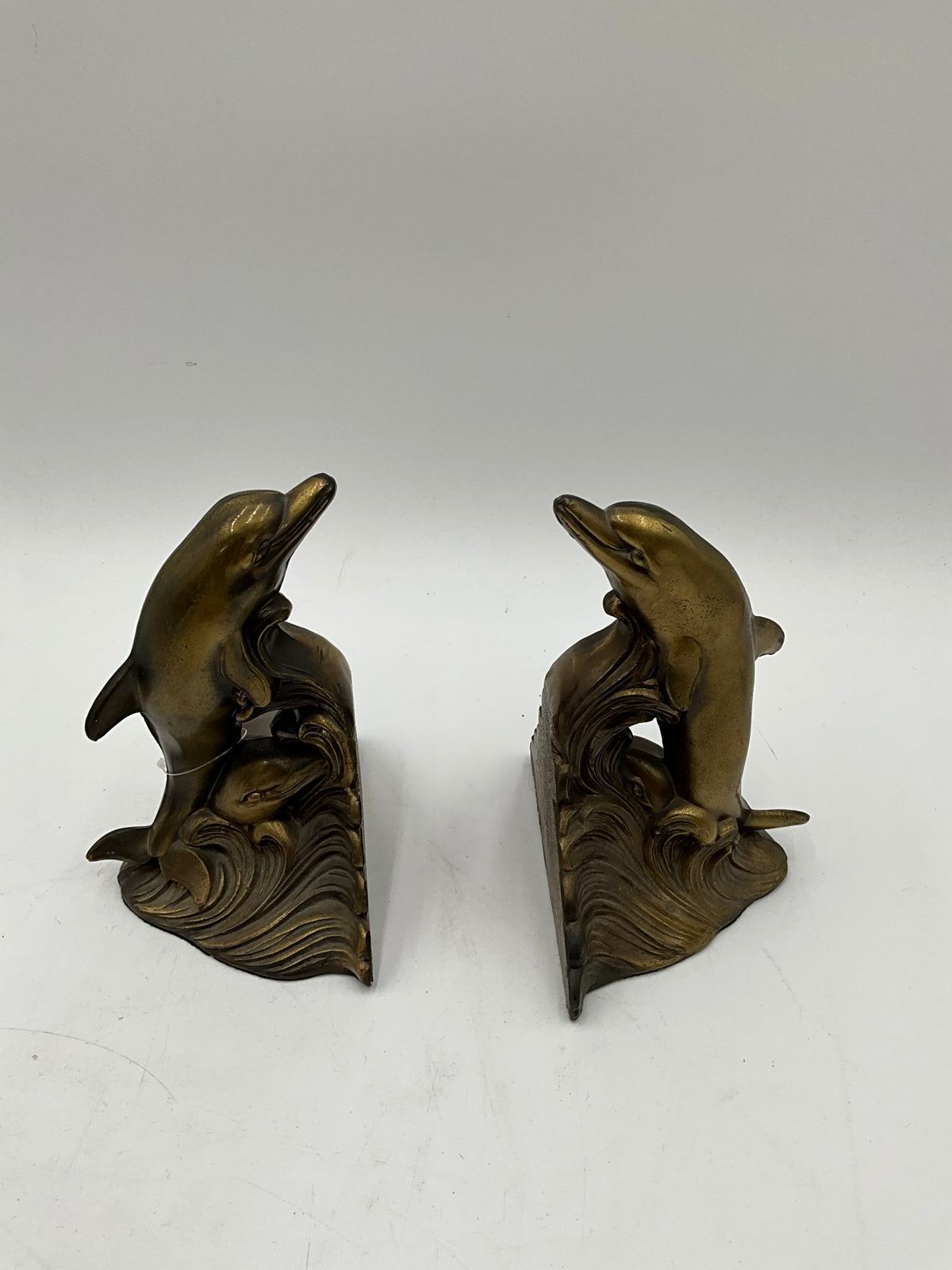 Brass Dolphin Bookends