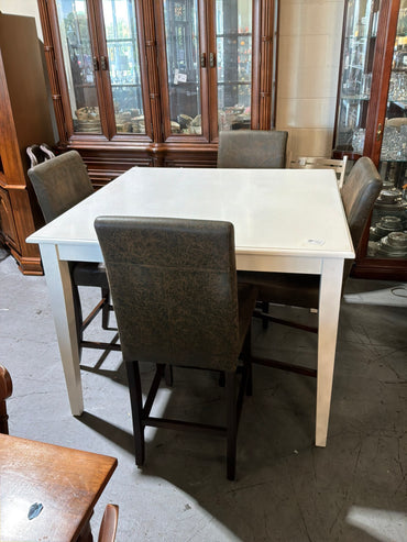 White Pub Table w/ 4 Chairs