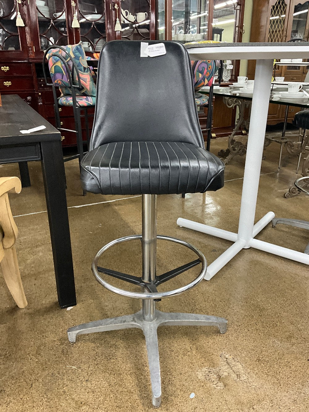 Vtg Leather Bar Stool