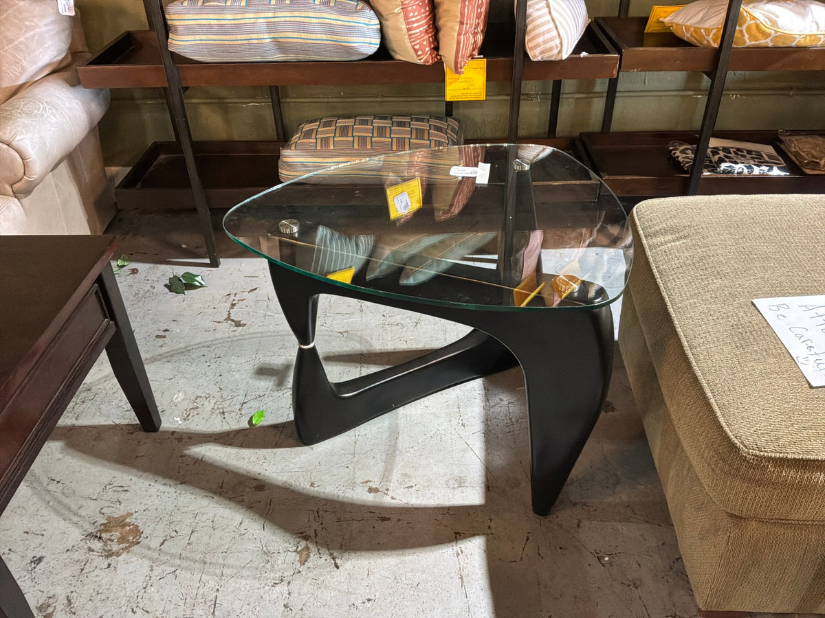 Black / Glass Top End Table