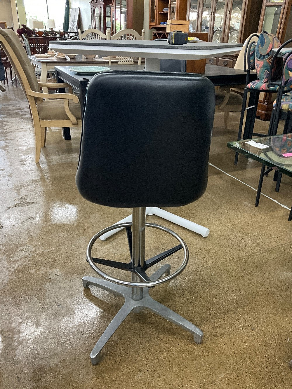 Vtg Leather Bar Stool