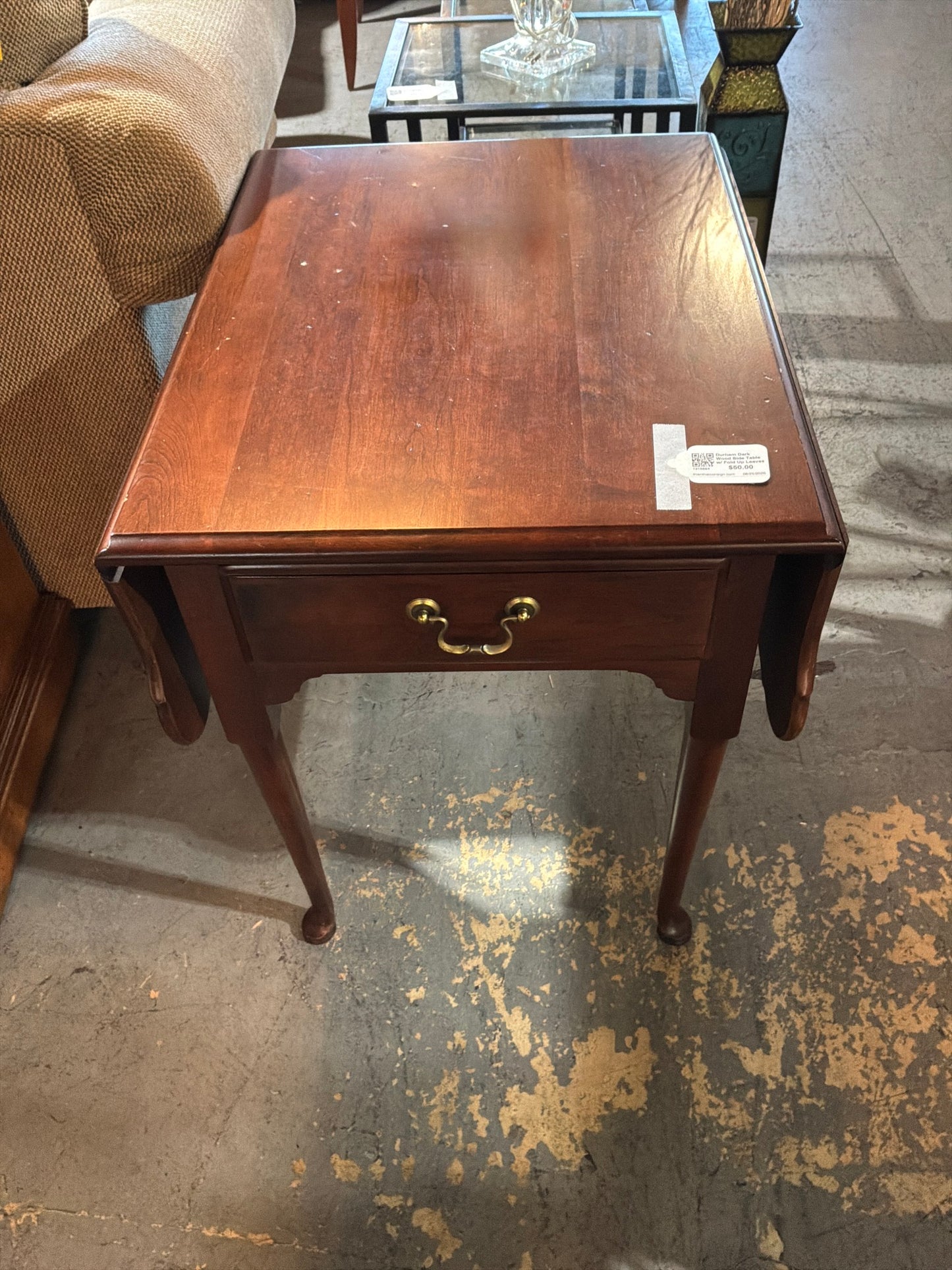 Durham Dark Wood Side Table w/ Fold Up Leaves