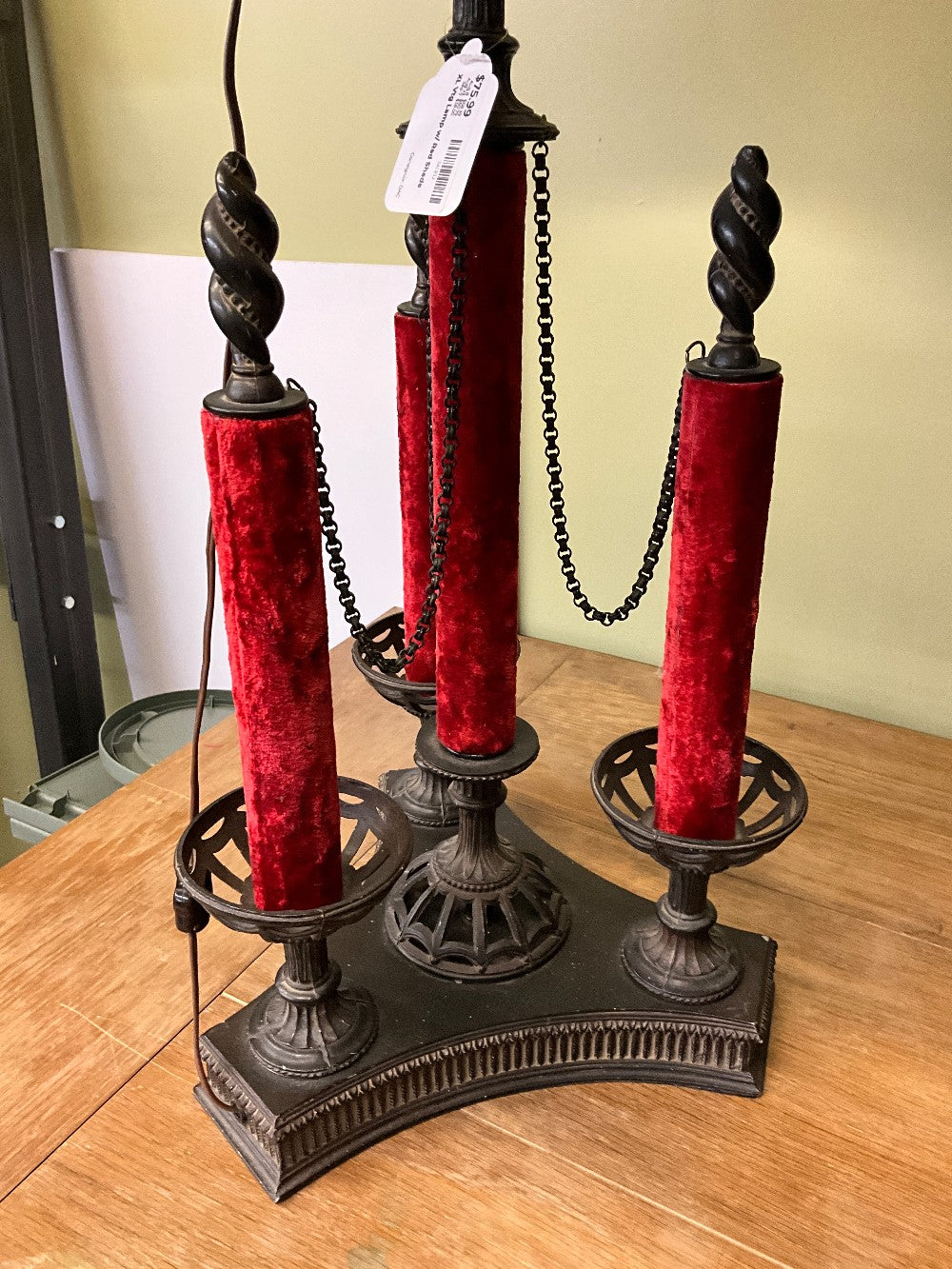 XL Vtg Lamp w/ Red Shade