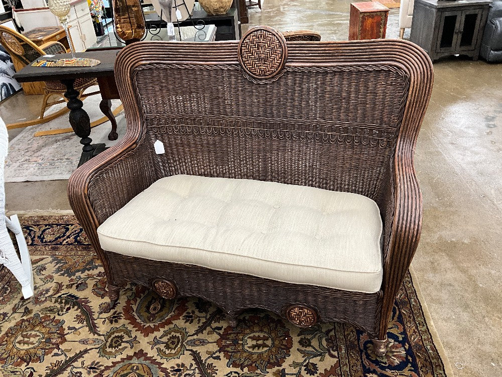 Brown Wicker Love Seat