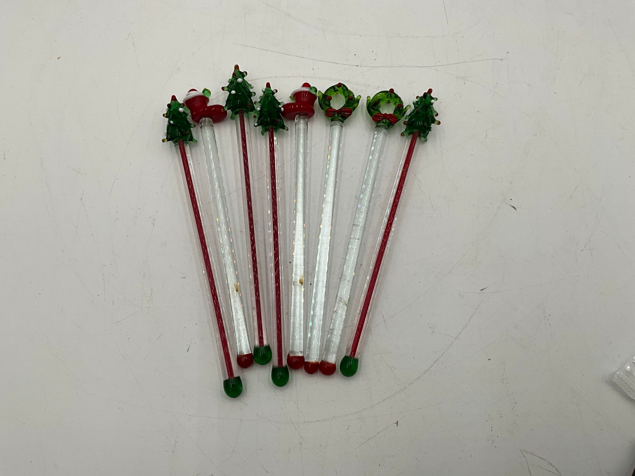 8pc Vtg Handblown Stirrer Set